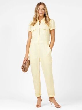 Outerknown S.E.A. Pale Yellow Short Sleeve Jumpsuit